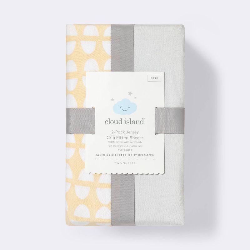 Fitted Jersey Crib Sheet - Cloud Island&#8482; Half Circles/Gray Mustard Yellow/Gray 2pk, 4 of 5