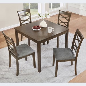 5-Piece Dining Set with a Square Table and 4 Chairs for Kitchen, Dining Room - 1 of 4
