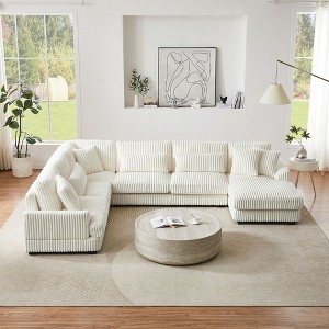 NicBex Couches for Living Room 129" U-shaped Oversized Sectional Sofa Modern Corduroy Upholstered Sofa Couch with a Chaise Lounge - 1 of 4
