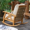Cambridge Casual 3pc Carmel Teak Wood Outdoor Patio Small Spaces Rocker Conversation Set with Tan Cushions - 4 of 4