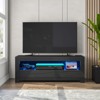 Hommpa 47" TV Stand for TVs Up to 55" High Gloss with 2 Drawers & LED Light - 2 of 4
