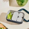 Caraway Home Small Ceramic Coated Glass Food Storage Container Navy : Target