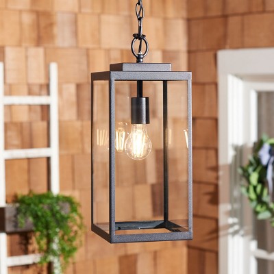 Rinnah Black and Glass Outdoor Pendant Light