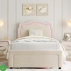 Twin Size Bed Frame Velvet Upholstered Bed Frame w/ RGB LED Lights Height-Adjustable Bear-Shaped Headboard - 2 of 4