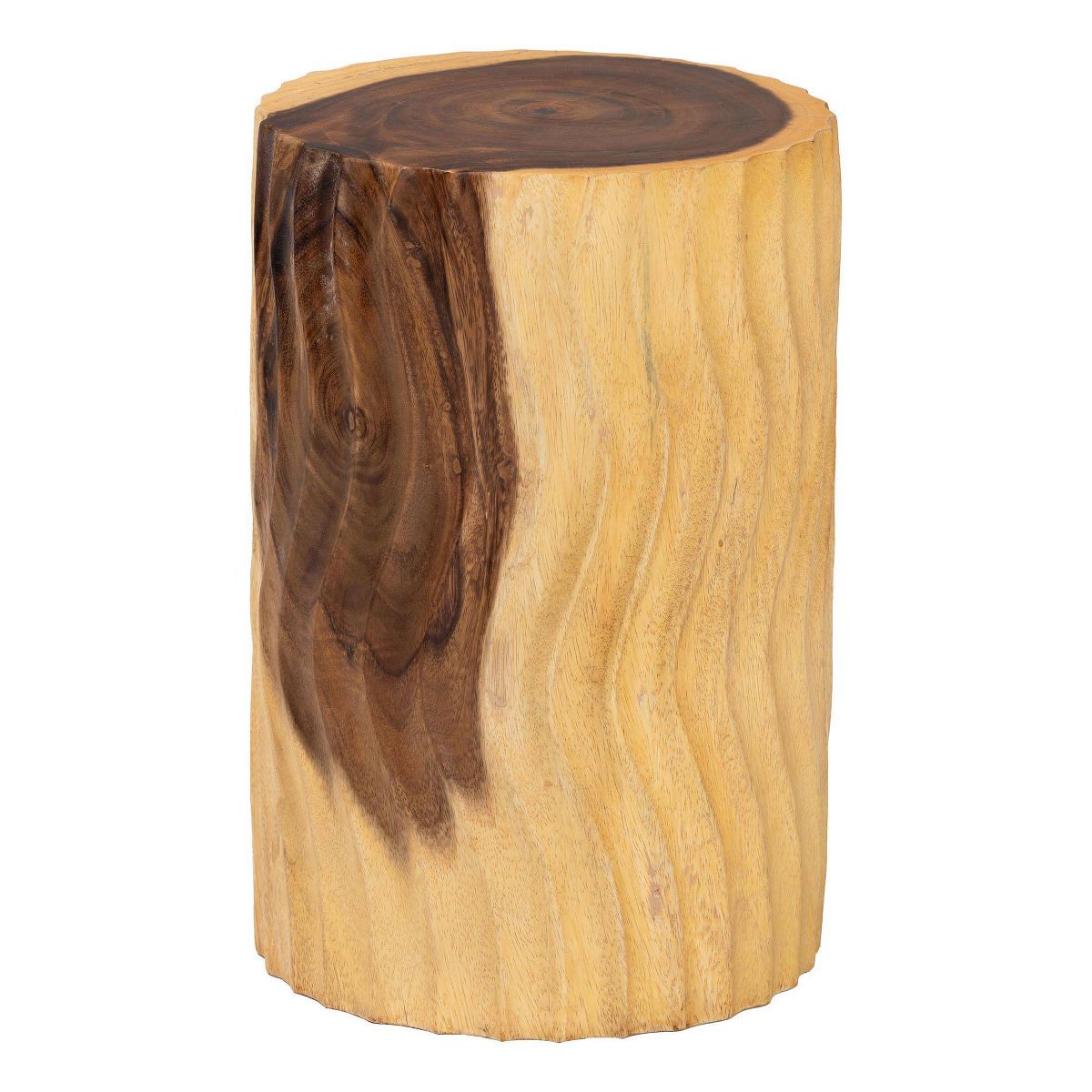 bali & pari Fuchsia HandCarved Suar Wood Side Table Natural Brown