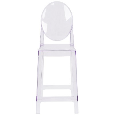 Transparent Crystal Oval Back Counter Stool