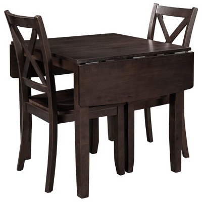 NicBex 3-Piece Extendable Rectangle Dining Table Set for 2 People,Modern Wooden Kitchen Table Set with 4 Side Chairs