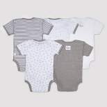 Burt's Bees Baby® Organic Cotton 5pk Short Sleeve Bodysuit Set - Heather Gray