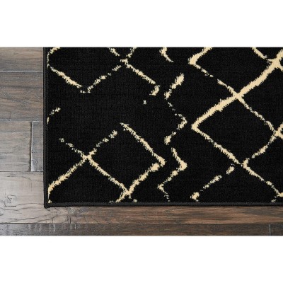 Grafix Black and Cream Moroccan Pattern Area Rug