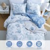 Floral Duvet Cover Queen Size, 3 Pieces, White and Blue, Breathable, Zipper Closure - 4 of 4