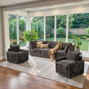 XIZZI Luxury Modular Sectional Sofa Couch, Oversized Cloud Couch for Living Room, Deep Seat Upholstered Sleeper Sofa Set w/ Optional Swivel Chairs - 1 of 4