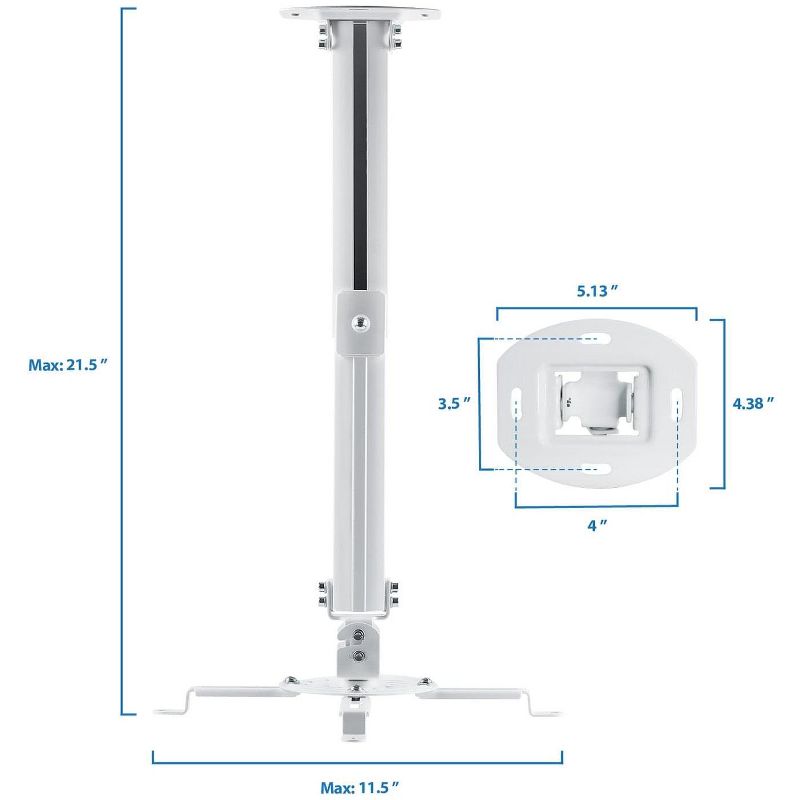 Mount-It! Universal Ceiling Projector Mount Bracket | Full Motion and Height Adjustable from 14.5 - 21.5 in. | 30 Lbs. Weight Capacity | Medium Size, 5 of 9