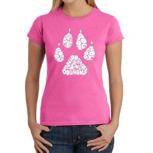 LA Pop Art Women's Word Art T-Shirt - Dog Mom Pink X Small - 1 of 4