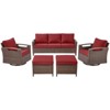 POCASSY 4 Piece Patio Furniture Set, All Weather Brown Wicker Outdoor Conversation Set with Patio Couch, Swivel Glider Chairs, and Metal Coffee Table - 3 of 4