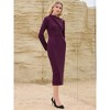 INSPIRE CHIC Women's Elegant Pencil Lapel V Neck Long Sleeve 2025 Trendy Work Knee Length Dresses - 3 of 4