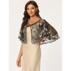 Allegra K Women's Sequin Beaded Bridal Cover-Up Evening Cape Flapper Bolero - 3 of 4