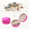 Unique Bargains Travel Round Small Portable PU Leather Jewelry Organizer Case Storage - 2 of 4
