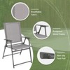 Tangkula 2PCS Folding Portable Dining Chairs Metal Frame Armrests Outdoor Patio Grey - 3 of 4