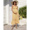 Women's Maternity Smocked Summer Dress Boho Casual Spaghetti Strap Square Neck Sleeveless Maxi Dress Baby Shower - 4 of 4