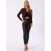 INSPIRE CHIC Women's Stand Collar Zip Up Mesh Sheer Lace Bomber Jacket - 3 of 4