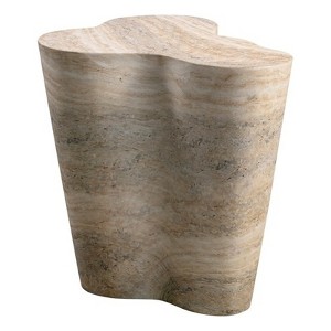 Slab Tan Faux Travertine Tall Side Table - 1 of 4