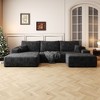 107"Cloud Sectional Sofa with 1 Ottoman,Modern Minimalist Upholstered Couches,Comfort U Shaped Sofa,Deep Seat Corner Couch(Plush Corduroy Fabric) - 2 of 4