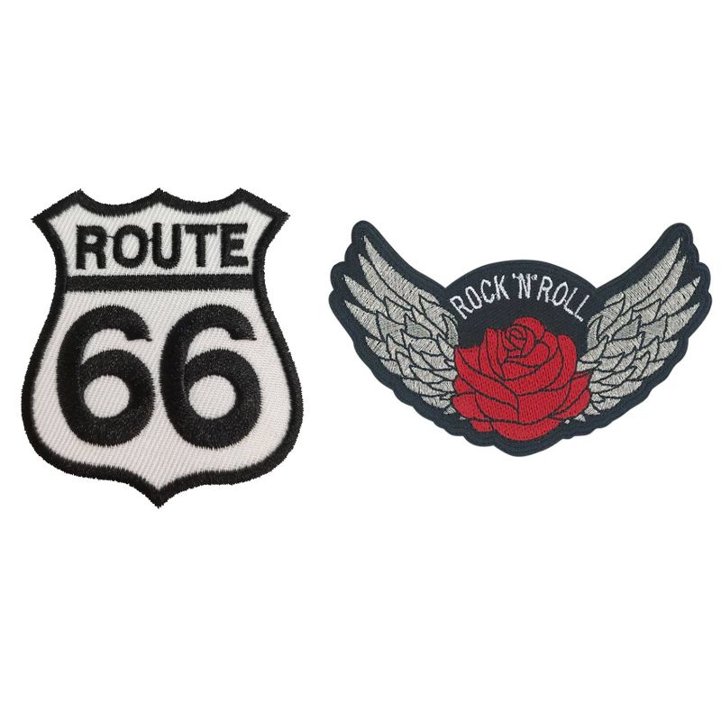 HEDi-Pack 2pk Self-Adhesive Polyester Hook &#38; Loop Patch - Route 66 and Rock &#38; Roll Rose, 1 of 8
