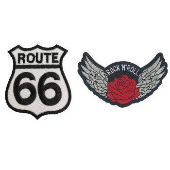 HEDi-Pack 2pk Self-Adhesive Polyester Hook & Loop Patch - Route 66 and Rock & Roll Rose