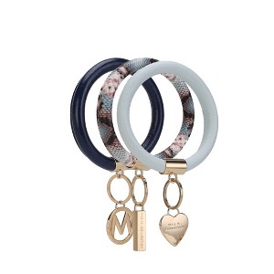 MKF Collection Jasmine 3 Piece Bangle Wristlet and Keychain Set by Mia K- Light Blue Navy - 1 of 4