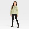Girls' Zip-Up Halloween Spider Fleece Hoodie Sweatshirt - Cat & Jack™ Light Olive Green - 4 of 4