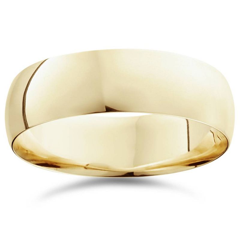 Pompeii3 7mm Dome High Polished Wedding Band 10K Yellow Gold, 1 of 4