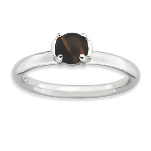 Black Bow Jewelry Silver Stackable Tiger's Eye Ring - 1 of 4