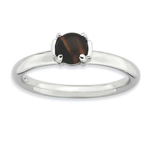 Black Bow Jewelry Silver Stackable Tiger's Eye Ring - image 1 of 4