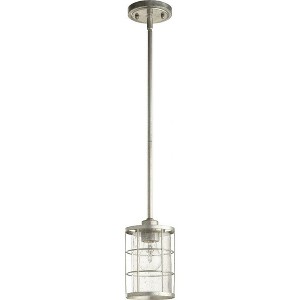 Quorum Lighting Ellis 1-Light Pendant, Tumbled Steel, Clear Seeded - 1 of 3