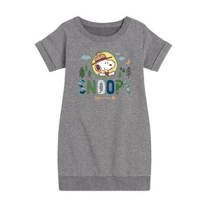 Girls' - Peanuts - Ranger Snoopy Graphic Short Sleeve Fleece Dress - 1 of 4