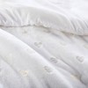 Gulches 3 PCS Twin/Twin XL Metallic Printed Plush Comforter Set with Throw Pillow,White and Gold - 4 of 4