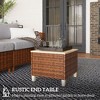 Outdoor Side Table with PE Rattan, Patio End Table with Natural Fir Wood Tabletop and Legs, Weather Resistant Accent Table for Patio Pool Porch - 4 of 4