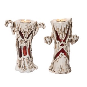 Transpac Resin Light Up Ghost Candle Holder Set of 2 Halloween Home Decorations - 1 of 1