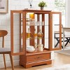 Small Lighted Curio Cabinet with Glass Doors, MDF Wood Display Cabinet with Adjustable Shelves, 2 Glass Doors and 1 Drawer - Koiai - 2 of 4