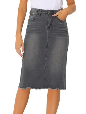 INSPIRE CHIC Women's Casual High Waist Back Slit Short Denim Skirts