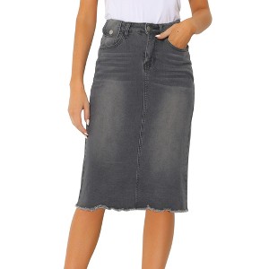 INSPIRE CHIC Women's Casual High Waist Back Slit Short Denim Skirts - 1 of 4
