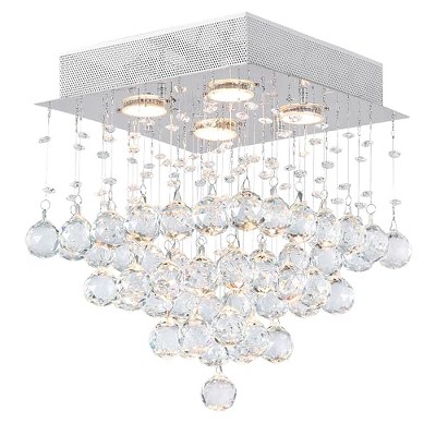 CWI Lighting Square 4 Light Flush Mount With Chrome Finish