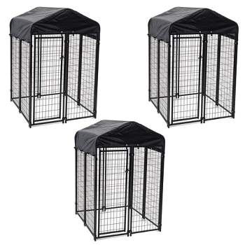 Lucky Dog Uptown Outdoor Covered Kennel Heavy Duty Dog Cage Pen (3 Pack)