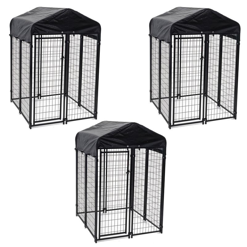 Lucky Dog Uptown Outdoor Covered Kennel Heavy Duty Dog Cage Pen (3 Pack), 1 of 7