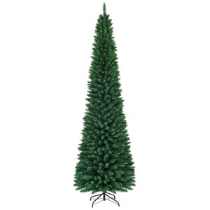 Green Slim Pencil Christmas Tree – Space-Saving Lifelike Holiday Decor - 1 of 4