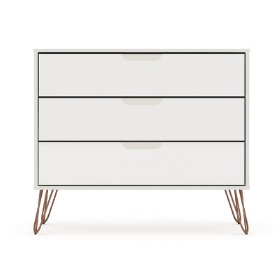 Rockefeller Off-White Mid-Century Dresser with Mirror Accent