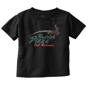Christmas Rudolph Pizza Delivery Toddler Baby Graphic T Shirt Brisco Brands - 1 of 4