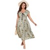 Women's Plus Size Maxi Dress Flutter V Neck Sleeveless Flowy Boho Floral Print Summer Casual Wedding Party Formal Dresses - 2 of 4