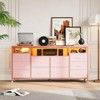 63" Long TV Stand Dresser with 10 Fabric Drawers, Safety Power Outlet & LED Lights, Sturdy Storage Unit for 75 Inch TV, Modern Dresser for Bedroom - 2 of 4