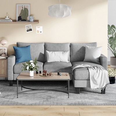 Gray L-Shaped Sectional Sofa with Removable Cushions